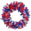 Feather Wreath (red, white, blue) Party Accessory  (1 count)(Fancy Wreath – 12″)