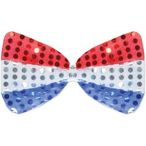 Beistle Beaded Patriotic Ties, Red, White & Blue Costume Accessories, Fourth of July, Party Supplies for Summer Holidays(Red/Silver/Blue)