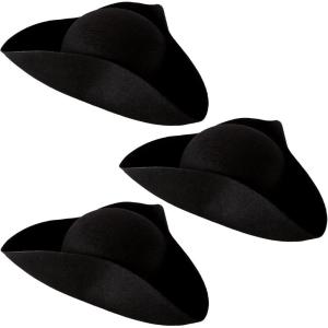 Beistle Felt Fabric Tricorn Hats, Patriotic Colonial Headwear, Fourth of July & Memorial Day Party Supplies, Pirate Birthday & Halloween Accessories