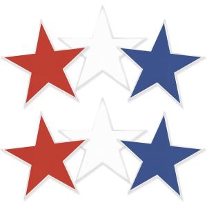 Beistle Patriotic Plastic Star Cutouts, Pack of 6- Red, White, and Blue 4th of July Wall Decorations, for Showing USA Pride, DIY Projects, Labor Day Parties and Memorial Day Parades