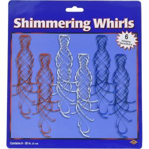 Beistle Red, Silver & Blue Star Whirls, Hanging Patriotic Decorations, USA Party Supplies, Fourth of July, Memorial Day & Themed Holiday Decor(Shimmering Whirls)
