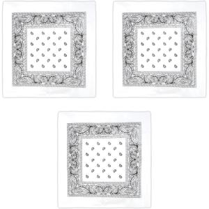 Beistle White Fabric Bandanas – 3 Pack, Polyester Paisley Head Scarf Squares, Western Cowboy Rodeo Festival Wearables, Country Costume Accessories, Neck Scarf Wraps & Themed Event Décor, 22″ x 22″