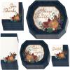Beistle Fall Thanksgiving Tableware Bundle – Autumn Harvest Pumpkin Plates, Napkins, and Guest Towels, Seasonal Dinnerware, Table Setting Pack for Holiday Friendsgiving Gatherings and Celebrations