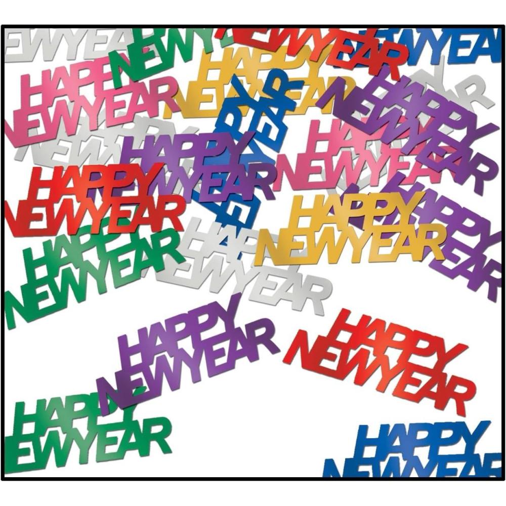 image:imageBeistle Happy New Year FanciFetti Multicolor Metallic HNY Party Supplies NYE Decorations amp Confetti Decor for Tables 12 ozMulticolored