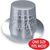 Beistle 12 Piece Silver Paper Happy New Year Top Hats, NYE Party Favors Supplies for Photo Booth Props