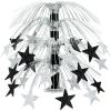 Beistle 1-Pack Star Cascade Centerpiece, 18-Inch, Black and Silver