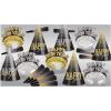 Beistle Silver & Gold Midnight Burst New Year’s Eve Assortment For 10 People, NYE Party Supplies, Photo Booth Props, Party Hats, Tiaras, Horns, Made In USA Since 1900