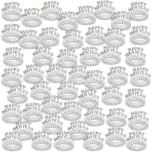 Beistle 88762-50 50-Piece White and Silver Happy New Year Regal Tiara(50 Piece)