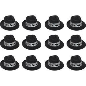 Beistle S88596BKS25AZ12 12 Piece Swing Fedoras, Black/Silver(12 Piece)