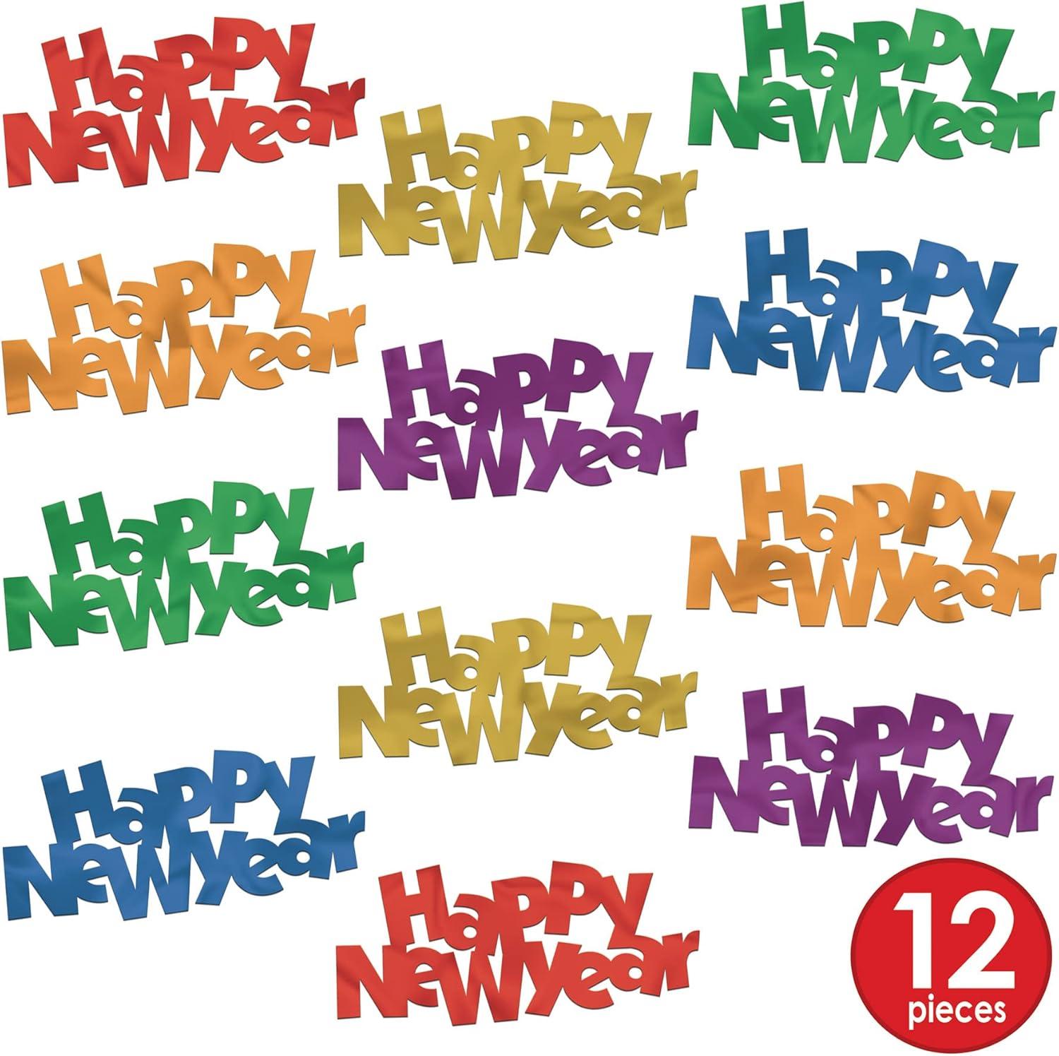 image:imageBeistle 12 Piece 225 x 475 Colorful Plastic Jumbo Happy New Year Confetti Decorations Holiday Table Dcor NYE Party Supplies