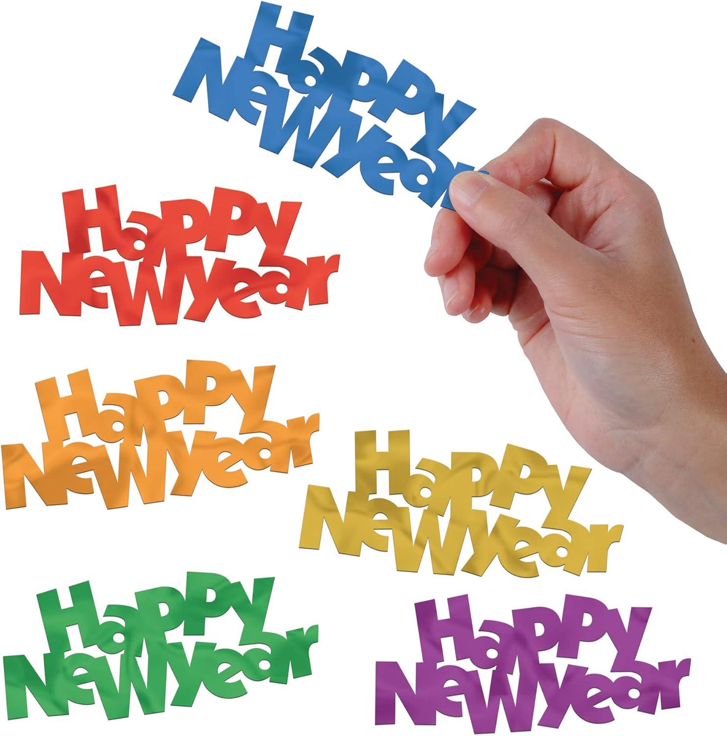 image:imageBeistle 12 Piece 225 x 475 Colorful Plastic Jumbo Happy New Year Confetti Decorations Holiday Table Dcor NYE Party Supplies