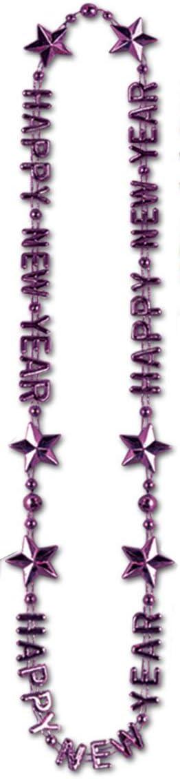 image:imageBeistle Happy New Year Beads of Expression  12 Pack Metallic Bead Necklaces with Star Accents Assorted Colors Celebration Jewelry for New Years Parties amp NYE Events 36Assorted Color