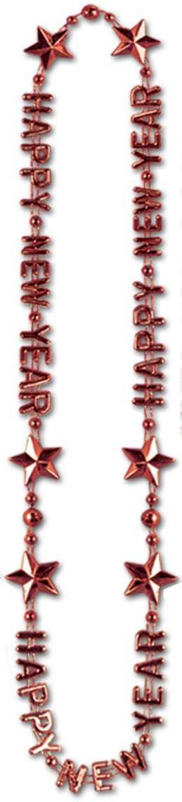 image:imageBeistle Happy New Year Beads of Expression  12 Pack Metallic Bead Necklaces with Star Accents Assorted Colors Celebration Jewelry for New Years Parties amp NYE Events 36Assorted Color