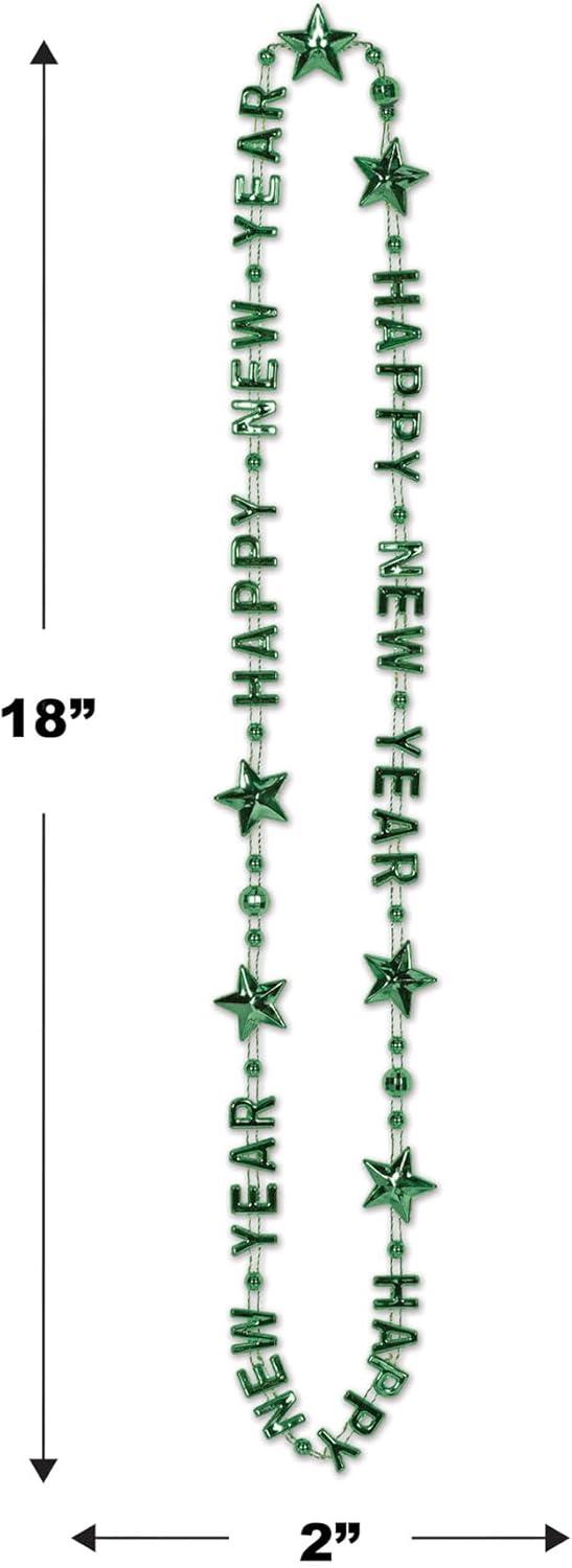 image:imageBeistle Happy New Year Beads of Expression  12 Pack Metallic Bead Necklaces with Star Accents Assorted Colors Celebration Jewelry for New Years Parties amp NYE Events 36Assorted Color