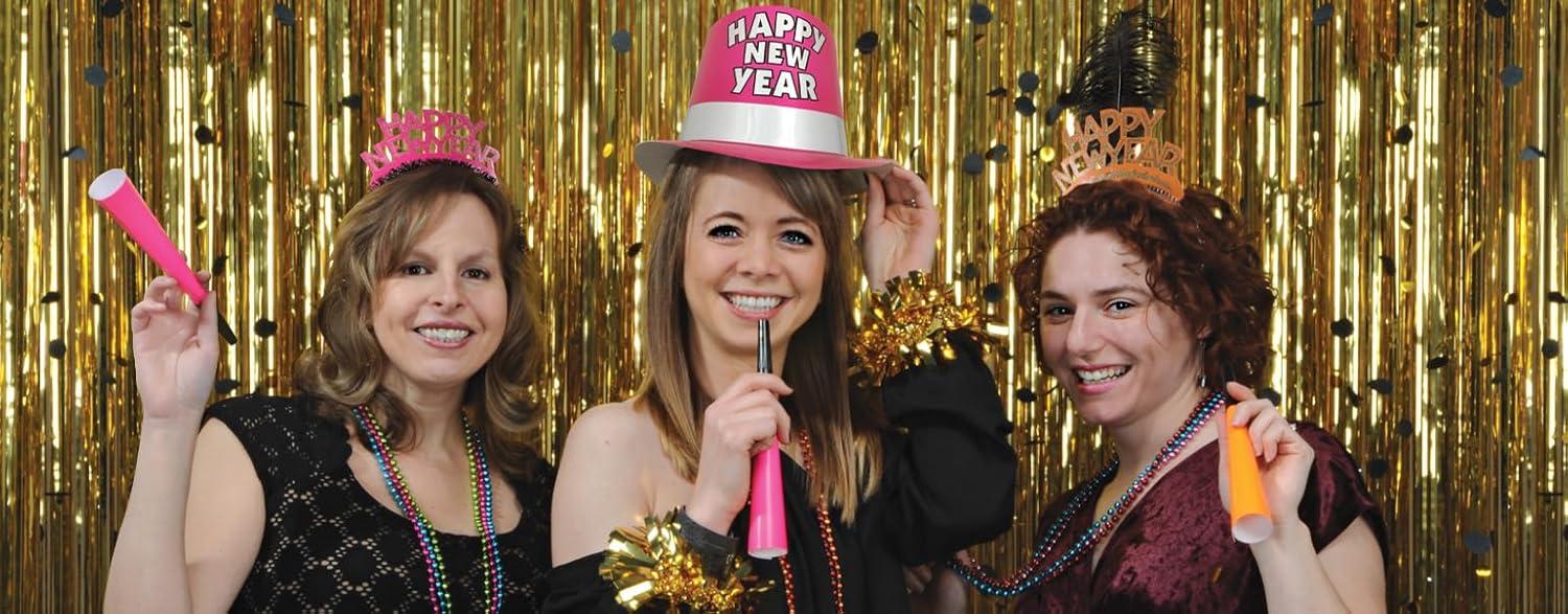 image:imageBeistle Happy New Year Swing Tiaras 50 Count Assorted Color New Years Eve Headbands with White Feather Plumes for NYE Midnight Countdown Celebrations Parties and Group Events Adult Size