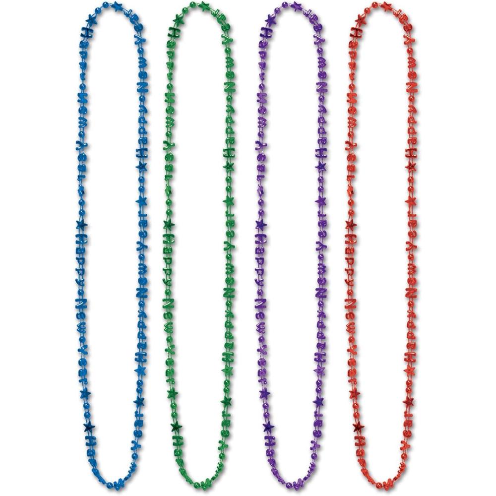 image:imageBeistle 144Piece Assorted Color Bulk Happy New Year BeadsofExpression 36Inch