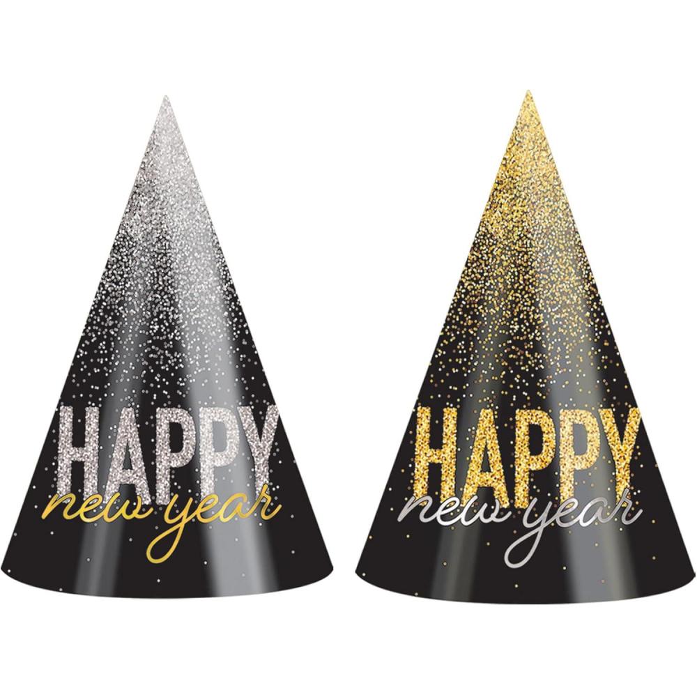 image:imageBeistle 25 Piece Black Silver amp Gold Happy New Year Party Hats NYE Favors Photo Booth Props Made In USA Since 1900