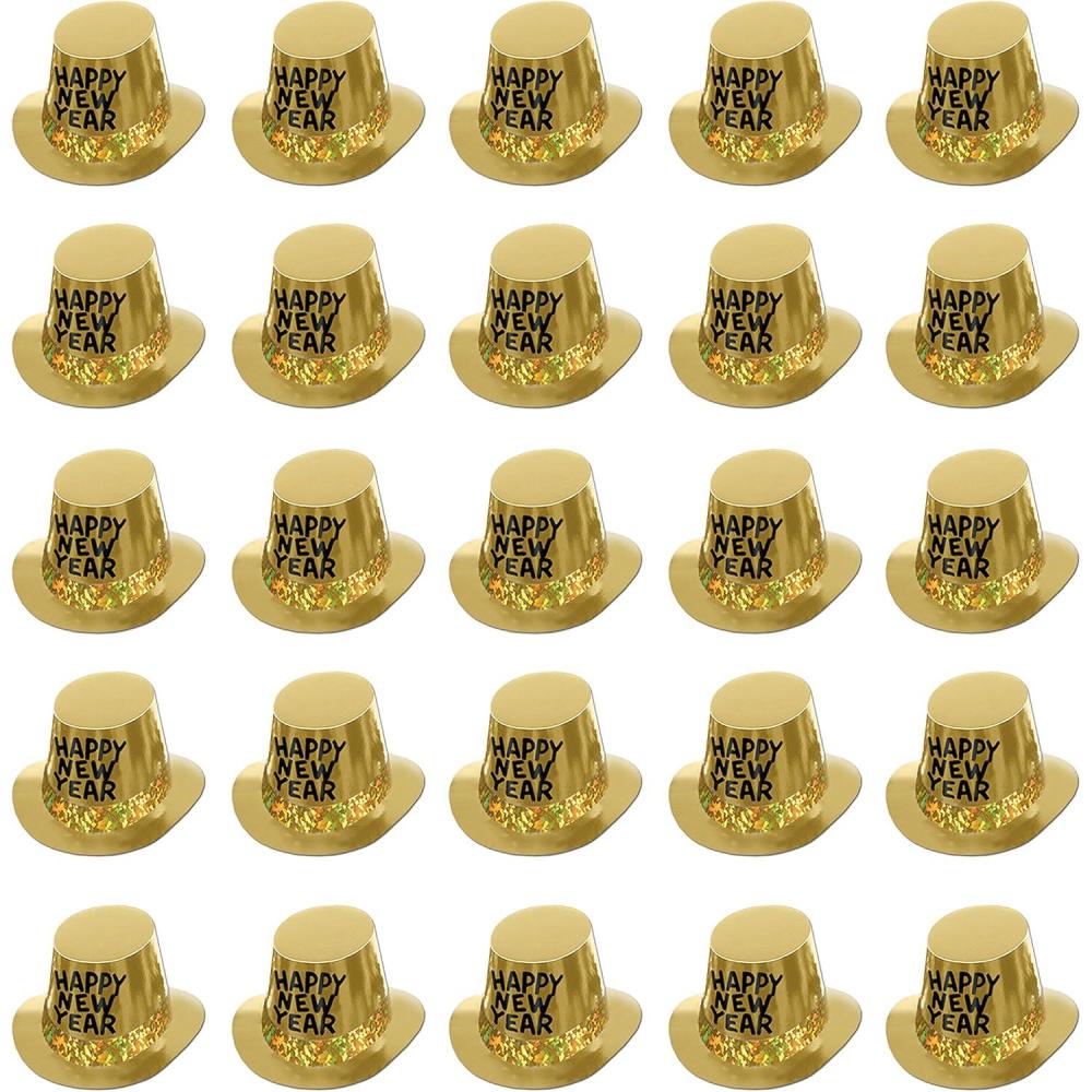 image:imageBeistle 25 Piece Gold Rush Paper Top Hats For Happy New Years Eve Party Supplies