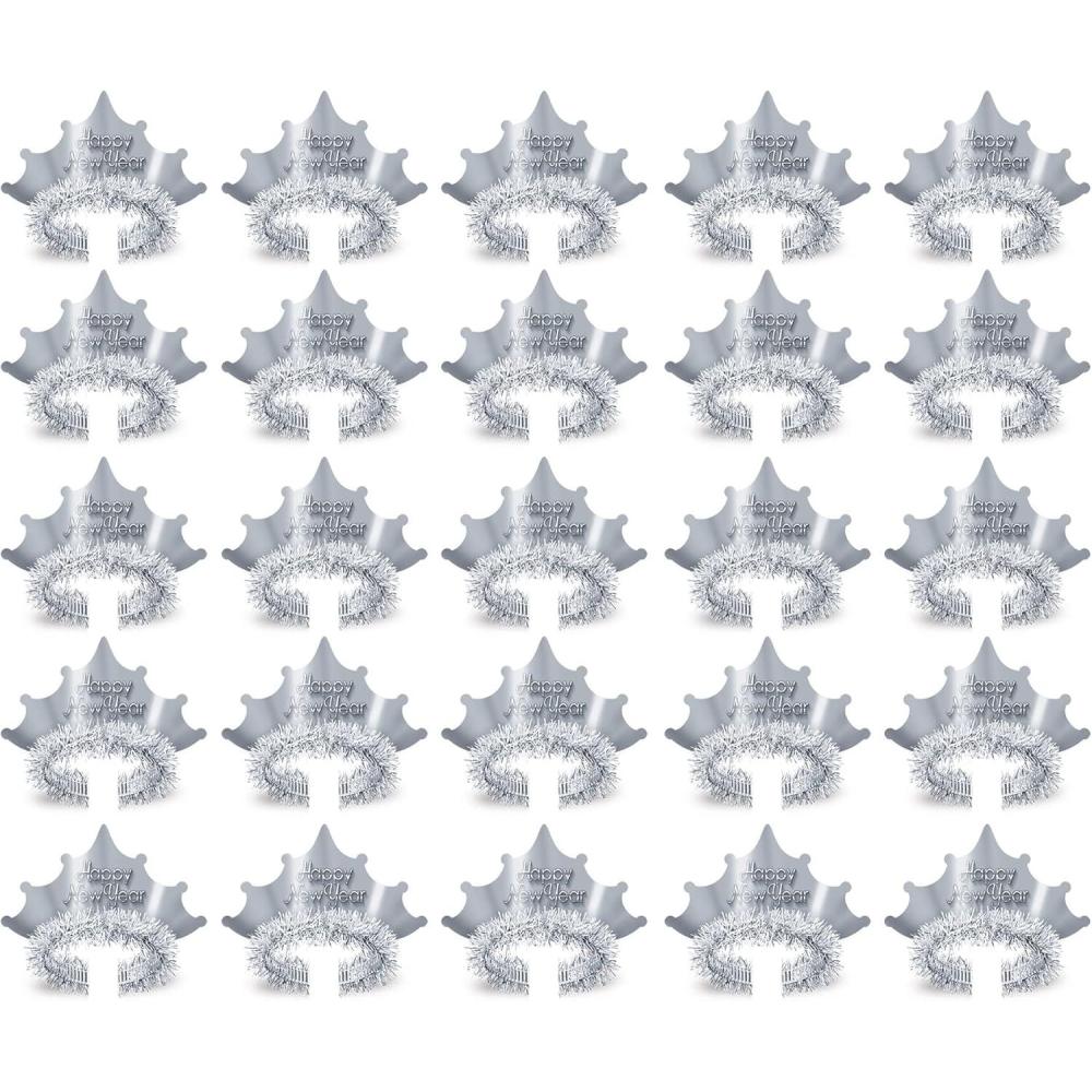 image:imageBeistle 25 Piece Silver Happy New Year Headband Tiaras NYE Party Favors Supplies One Size