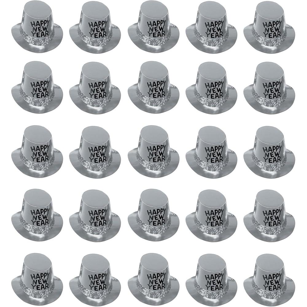 image:imageBeistle 25Person Happy New Year Platinum HiHats Silver NYE Headwear New Years Eve Party Top Hats Sparkling Party Favors amp Accessories One Size25 Piece