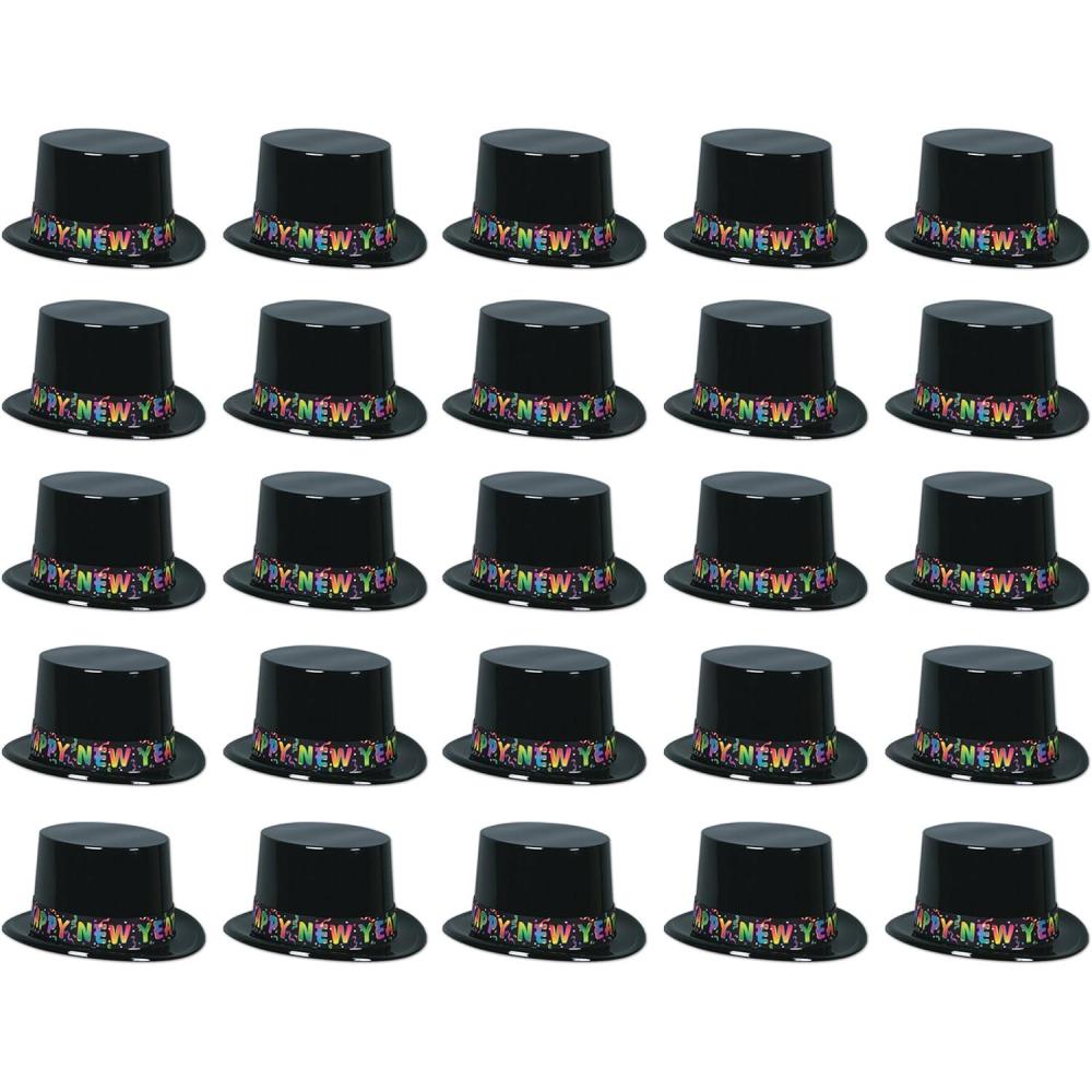 image:imageBeistle 25Person Happy New Years Top Hats Black amp Multicolor NYE Party Favors and Accessories for Gatherings amp Midnight Celebrations