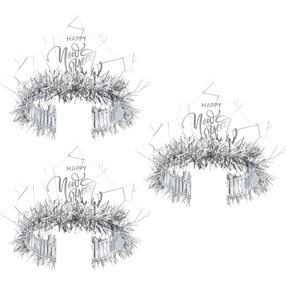 image:imageBeistle 50 Piece Happy New Year Tiaras NYE Party Favors Photo Booth Props Made in USA Since 1900 One Size SilverWhite