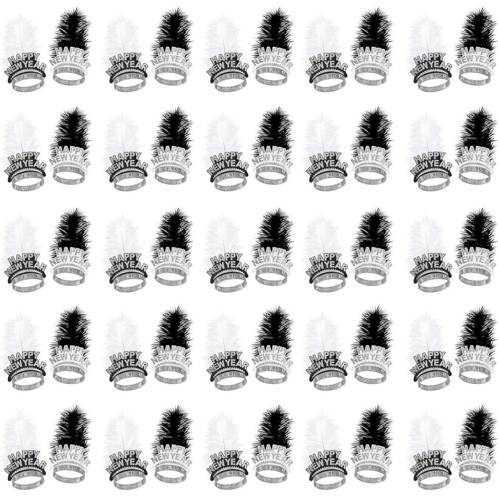 image:imageBeistle 50Person Chicago Swing Tiaras Black amp White Headdresses with Feathers 1920s NYE Accessories amp New Years Eve Flapper Headwear