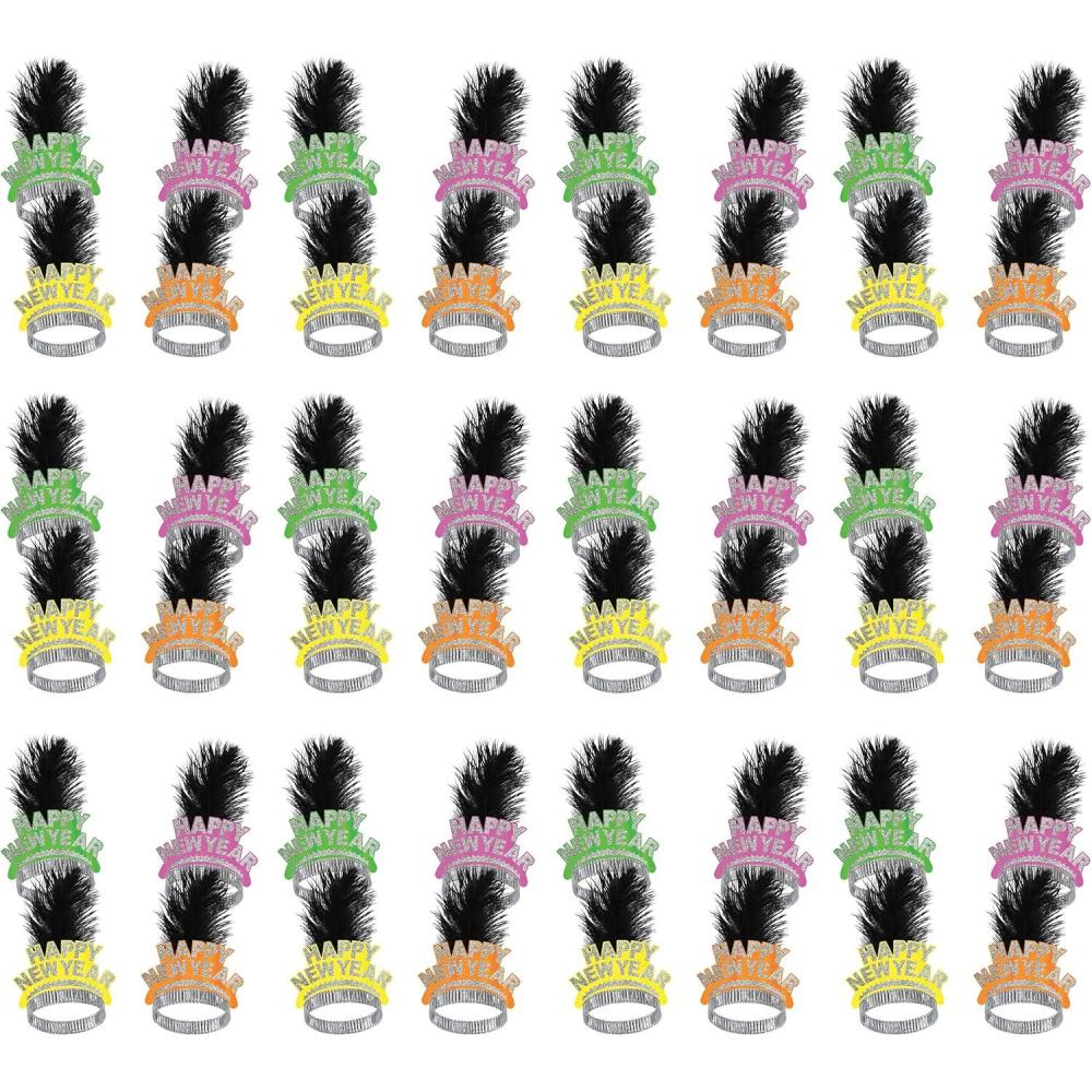 image:imageBeistle 50Person Swing Tiaras Neon Colored Headdresses with Black Feathers 1920s NYE Accessories amp New Years Eve Flapper Headwear