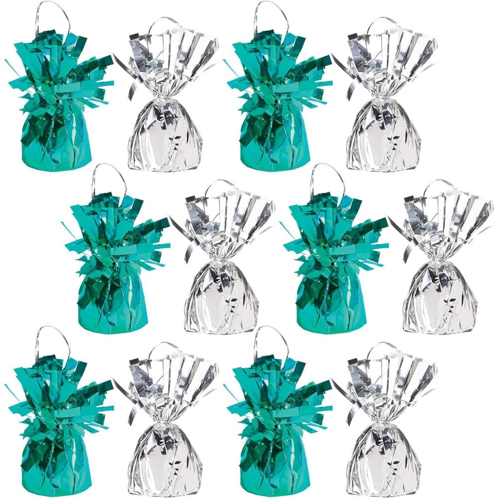 image:imageBeistle Assorted Metallic Wrapped Balloon Weights  12 Pack Turquoise amp Silver Balloon Holders Table Centerpieces for Birthday Parties New Years Eve Events and Baby Shower Celebrations 6 Ounce