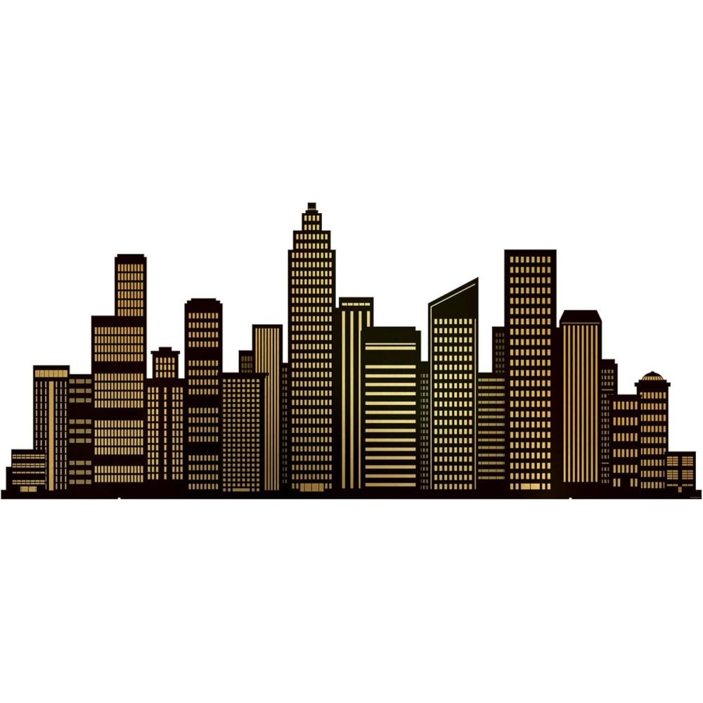 image:imageBeistle Cityscape StandUp Gold Foil Skyline Cardboard Prop Freestanding Urban Silhouette Decoration for New Years Events Hollywood Themes Awards Nights Photo Backdrops amp Displays 29 x 5 9