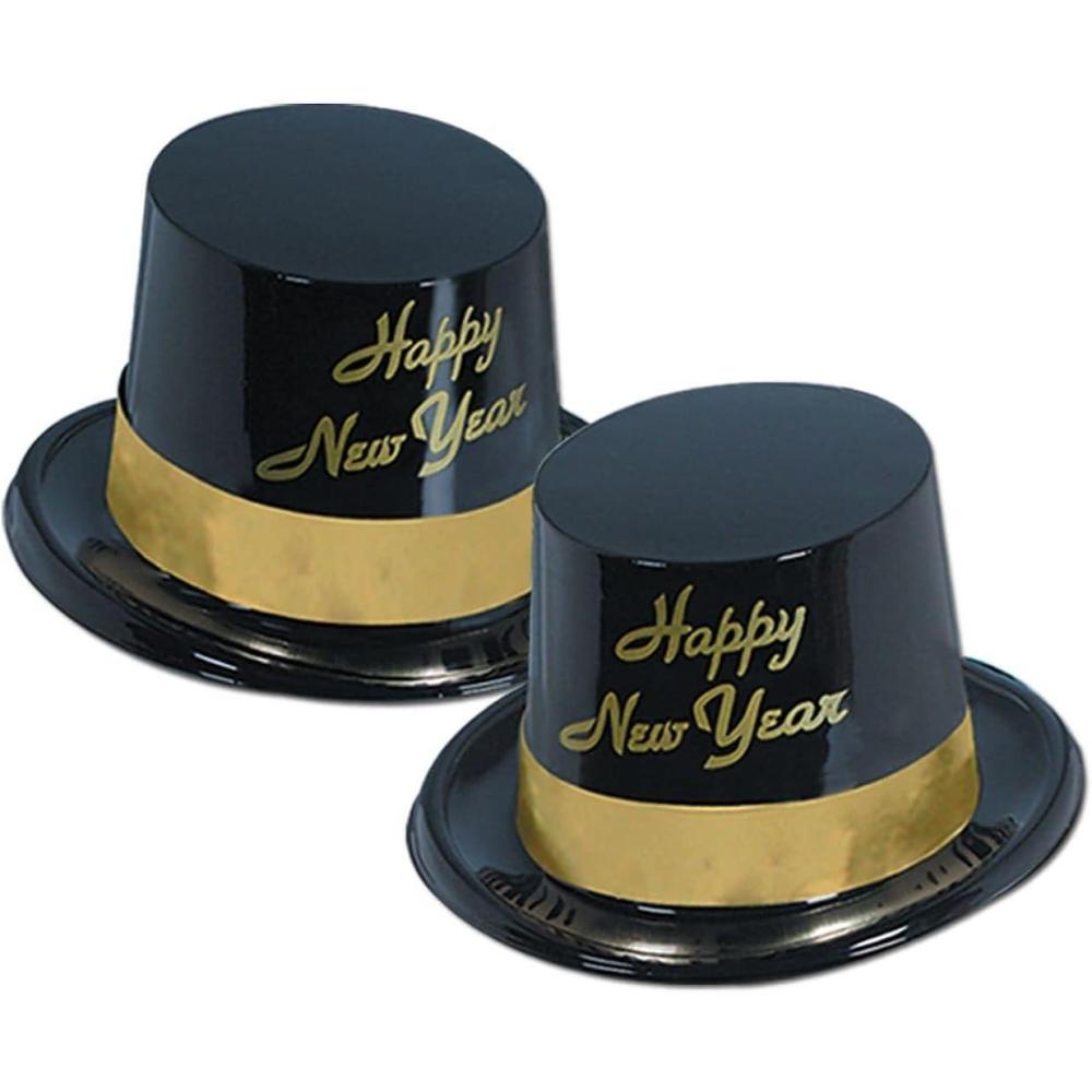 image:imageBeistle Legacy New Year Topper Hat With Gold Band One Size Black8863025BK