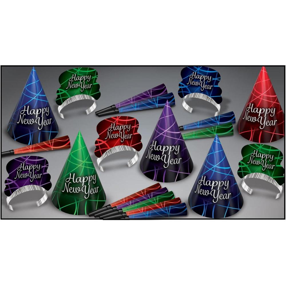 image:imageBeistle Ring In The New Year Party Assortment For 10 People  NYE Photo Booth Props  Hats Tiaras Noisemaker Horns