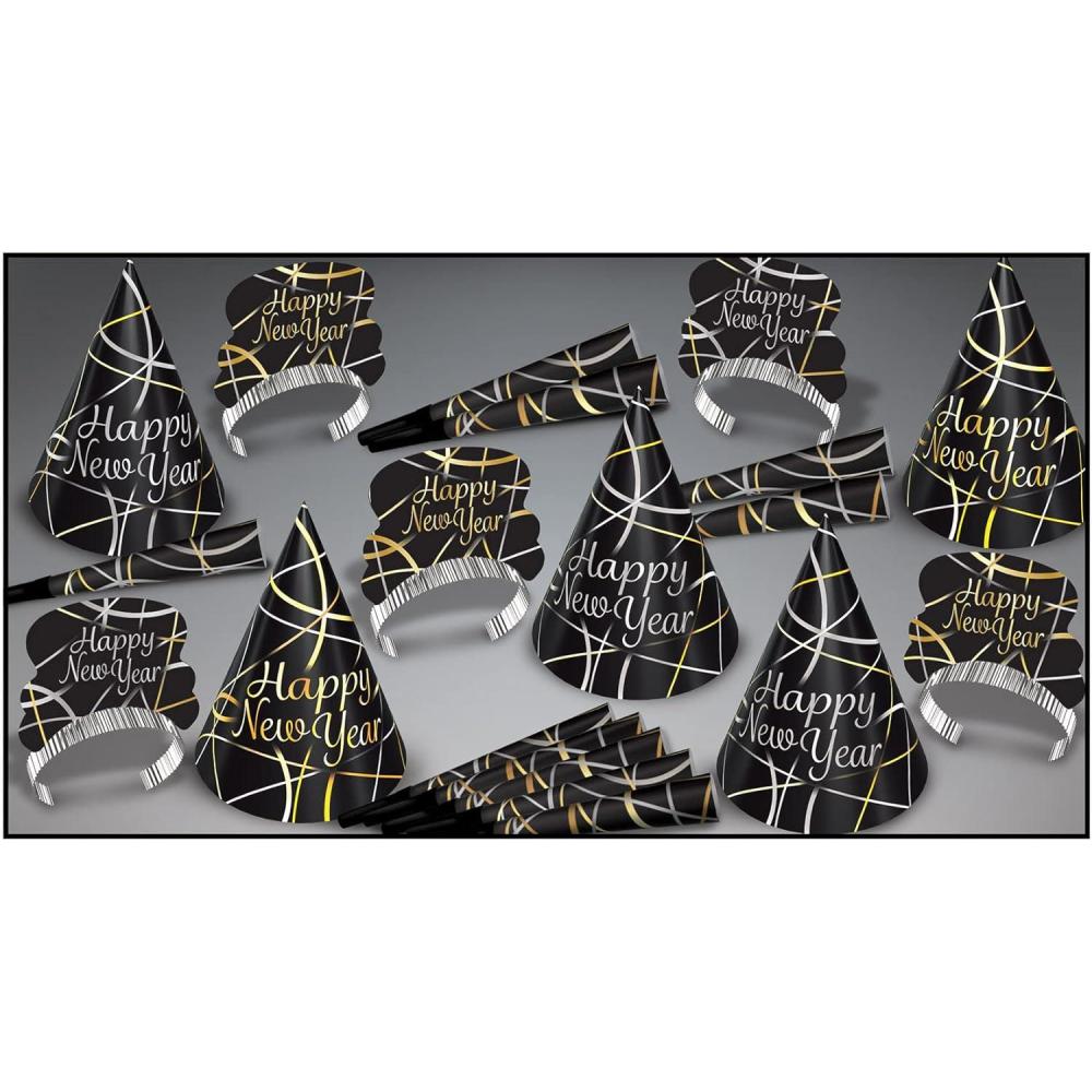 image:imageBeistle Silver amp Gold Ring In The New Year Party Assortment For 10 People NYE Photo Booth Props Hats Tiaras Horns