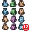 Beistle 12 Piece Glowing Neon Black Light Reactive New Year’s Eve Hats NYE Party Supplies Favors HNY Photo Booth Props, Made In USA Since 1900