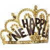 Beistle 2 Piece Black & Gold Plastic Happy New Year Tiaras with Combs Attached, NYE Party Favors for Photo Booth Props