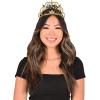 Beistle 2 Piece Black & Gold Plastic Happy New Year Tiaras with Combs Attached, NYE Party Favors for Photo Booth Props