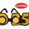 Beistle “2025” Glittered Plastic Eyeglasses – 2 Pack, New Year’s Eve Celebration Wearables, Graduation Party Accessories, Party Handouts, Photo Booth Props, One Size Fits Most