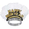 Beistle 5 Piece Happy New Year Bird of Paradise Headband Tiaras Holiday Photo Booth Props Party Favors and Supplies, One Size, Black/Gold/White