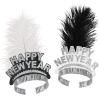 Beistle 50-Person Chicago Swing Tiaras, Black & White Headdresses with Feathers, 1920s NYE Accessories & New Years Eve Flapper Headwear