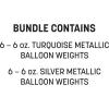 Beistle Assorted Metallic Wrapped Balloon Weights – 12 Pack, Turquoise & Silver Balloon Holders, Table Centerpieces for Birthday Parties, New Year’s Eve Events, and Baby Shower Celebrations, 6 Ounce