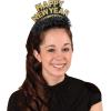 Beistle Black and Gold Happy New Year Regal Tiaras – 50-Pack Glittered NYE Headbands with Metallic Fringe and Crown Design for Midnight Celebrations, Countdown Events and HNY Party Supplies(Classic)