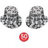 Beistle Gem-Star Silver Deluxe New Year’s Eve Assortment – 100-Person Black and Silver Party Kit with Foil Hats, Glittered Tiaras, Fringed Tiaras and Horns for NYE Countdowns and Midnight Celebrations