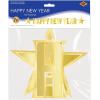 Beistle Gold Happy New Year Decorations Banner, 8.5” x 7’- Sparkling NYE Party Supplies, Made In The USA Since 1900