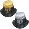 Beistle Happy New Year Lights Hi-Hats Set of 12 Festive Foil Party Favors, Glamorous NYE Accessories for Countdown Celebrations and Events, One Size, Black/Gold/Silver