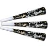 Beistle Happy New Year Tymes Horns 50 Piece Celebration Party Favors, 9″, Black/Silver/Gold/White