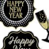 Beistle Prismatic Happy New Year’s Eve Party Signs 12 Piece Wall Decorations, 7.5″ – 10″, Black/Gold/Silver