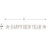 Beistle Silver Happy New Year Decorations Banner, 8.5” x 7’- Sparkling NYE Party Supplies, Made In The USA Since 1900