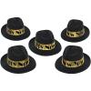 Beistle 25-Person Happy New Year Swing Fedoras, Gold & Black Hats for Gatherings & Midnight Celebrations, NYE Party Favors and Accessories