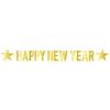 Beistle Gold Happy New Year Decorations Banner, 8.5” x 7’- Sparkling NYE Party Supplies, Made In The USA Since 1900
