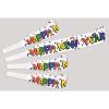 Beistle Happy New Year Blowouts 4-Pack Party Noisemakers White with Colorful HNY & Confetti Design Festive Celebration Supplies for NYE Midnight Countdown, 16”